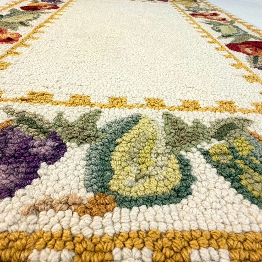 Wool  Hooked‎ Rug 2'x3' Gold Fruit
